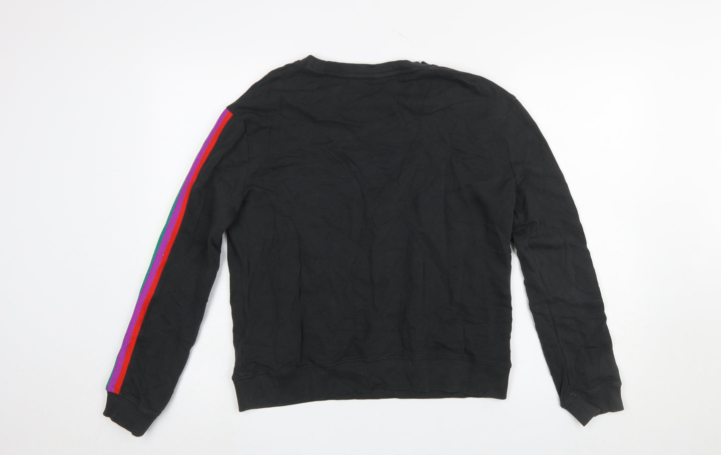 Hush Womens Black Rainbow Stripe Cotton Crew Neck Sweatshirt Size S