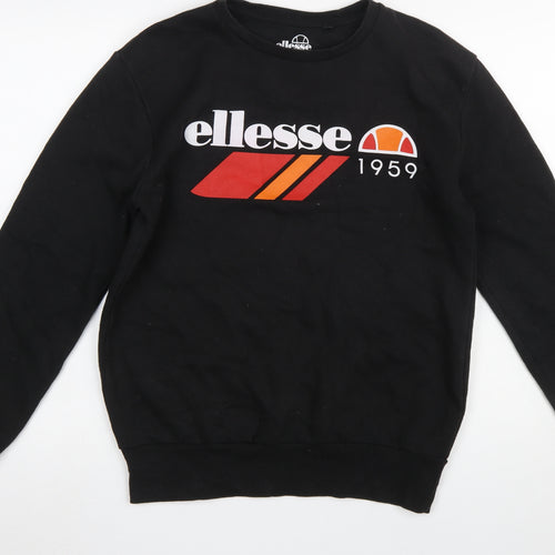 Ellesse Men's Black Crew Neck Sweatshirt S Regular Fit Logo Pullover