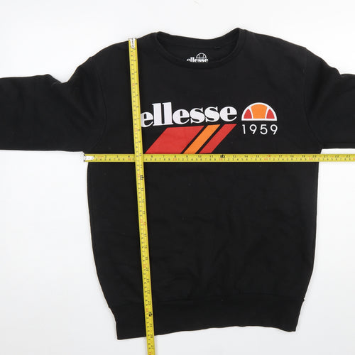 Ellesse Men's Black Crew Neck Sweatshirt S Regular Fit Logo Pullover