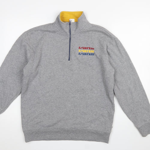 Vans Men's Grey XS 1/2 Zip High Neck Graphic Sweatshirt