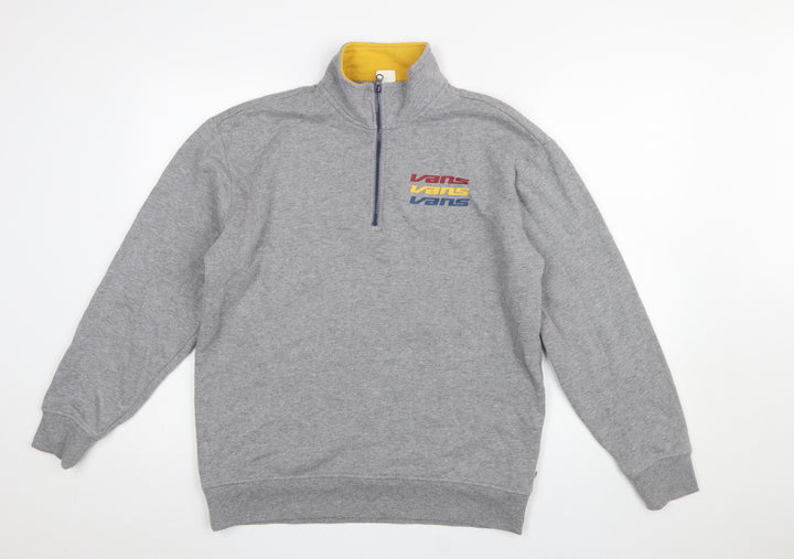 Vans Men's Grey XS 1/2 Zip High Neck Graphic Sweatshirt
