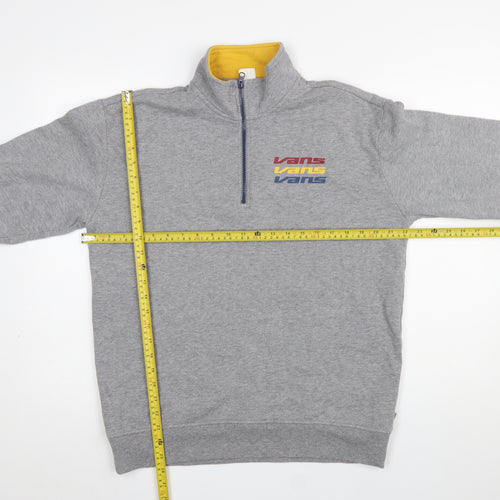 Vans Men's Grey XS 1/2 Zip High Neck Graphic Sweatshirt