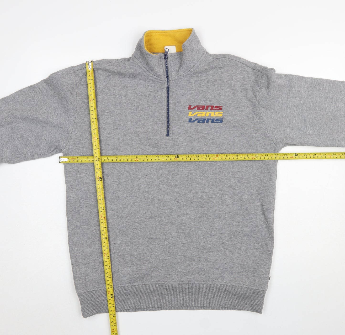 Vans Men's Grey XS 1/2 Zip High Neck Graphic Sweatshirt