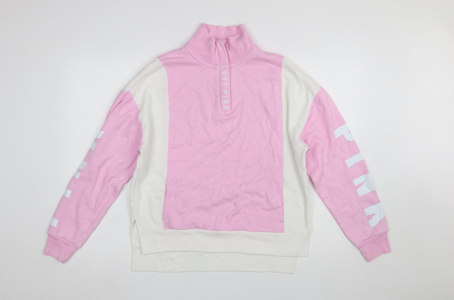 Victoria's Secret PINK Women's Pink & White 1/4 Zip Sweatshirt XS
