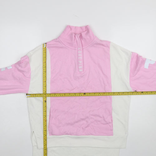 Victoria's Secret PINK Women's Pink & White 1/4 Zip Sweatshirt XS