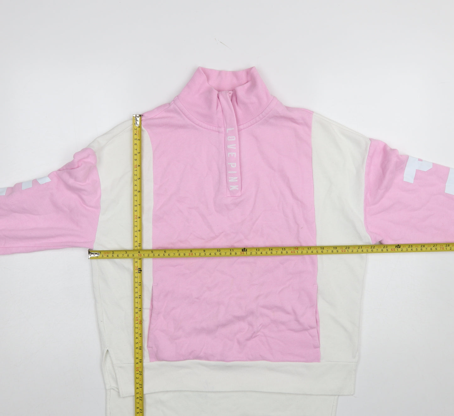 Victoria's Secret PINK Women's Pink & White 1/4 Zip Sweatshirt XS