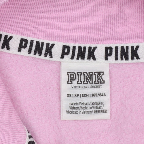 Victoria's Secret PINK Women's Pink & White 1/4 Zip Sweatshirt XS