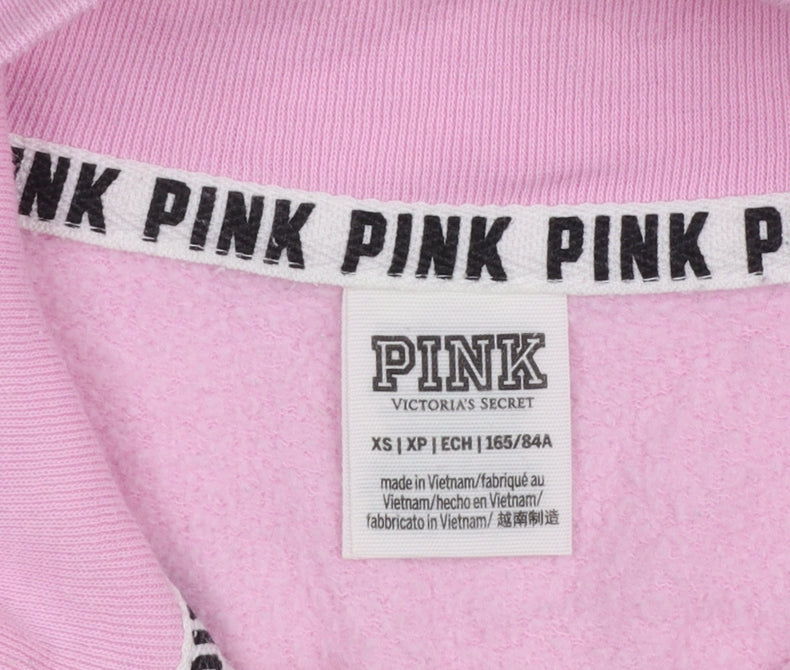 Victoria's Secret PINK Women's Pink & White 1/4 Zip Sweatshirt XS