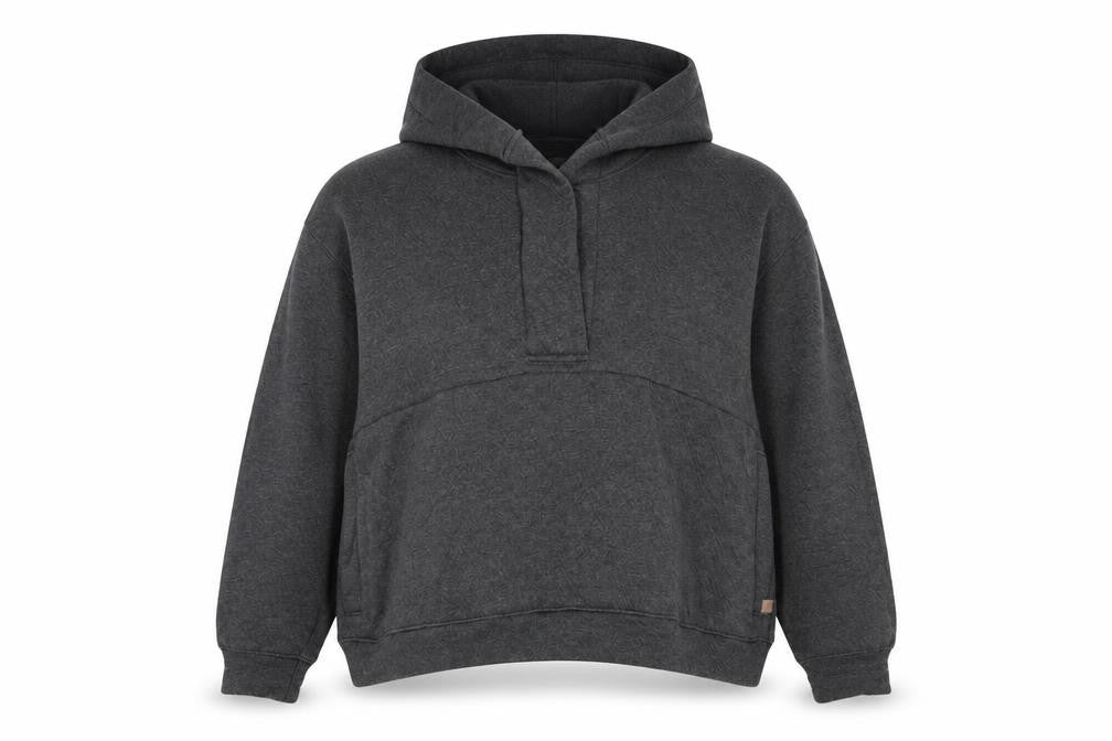 Lunya Womens Dark Grey Pullover Hoodie XS/S Relaxed Fit Cotton Blend