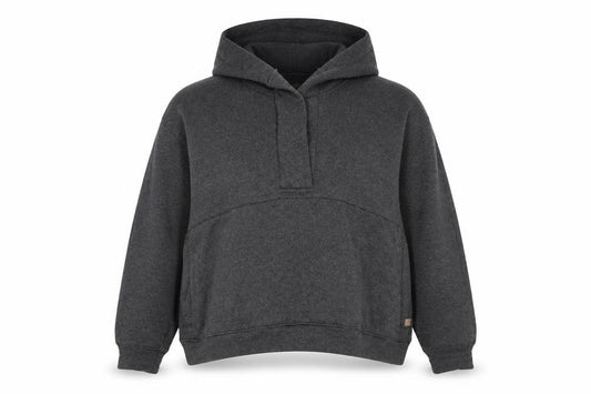 Lunya Womens Dark Grey Pullover Hoodie XS/S Relaxed Fit Cotton Blend