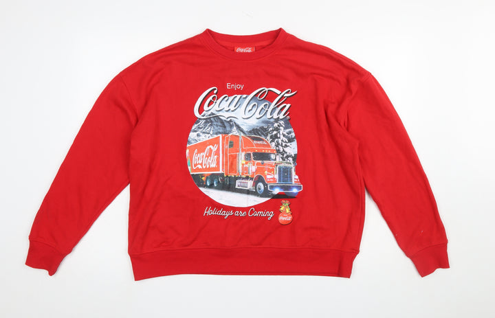 Coca-Cola Red Christmas Graphic Sweatshirt Women M 12/14 Pullover