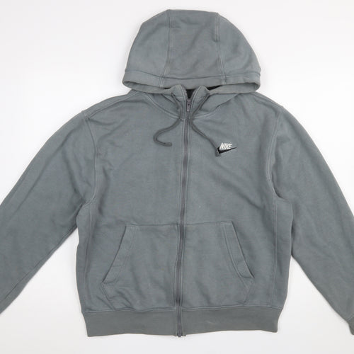 Nike Men's Grey Full Zip Hoodie Size S Regular Fit Fleece Zip Logo