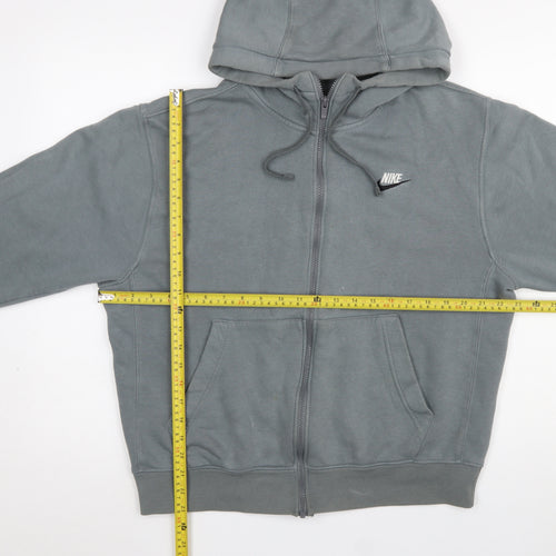 Nike Men's Grey Full Zip Hoodie Size S Regular Fit Fleece Zip Logo