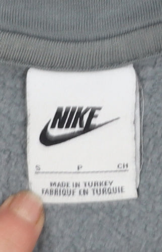 Nike Men's Grey Full Zip Hoodie Size S Regular Fit Fleece Zip Logo