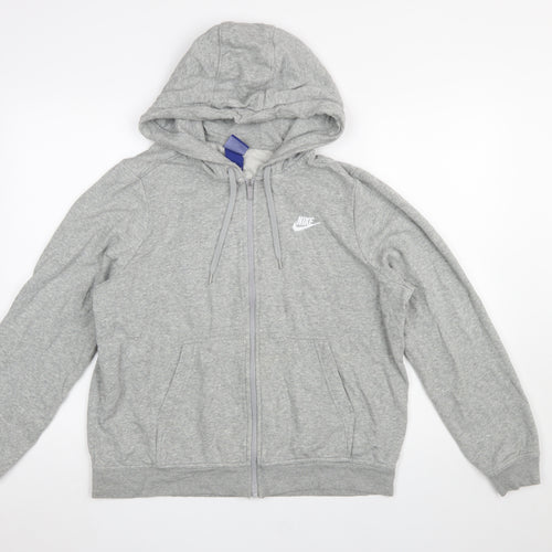 Nike Women’s Grey Full Zip Hoodie Large Cotton Blend Casual