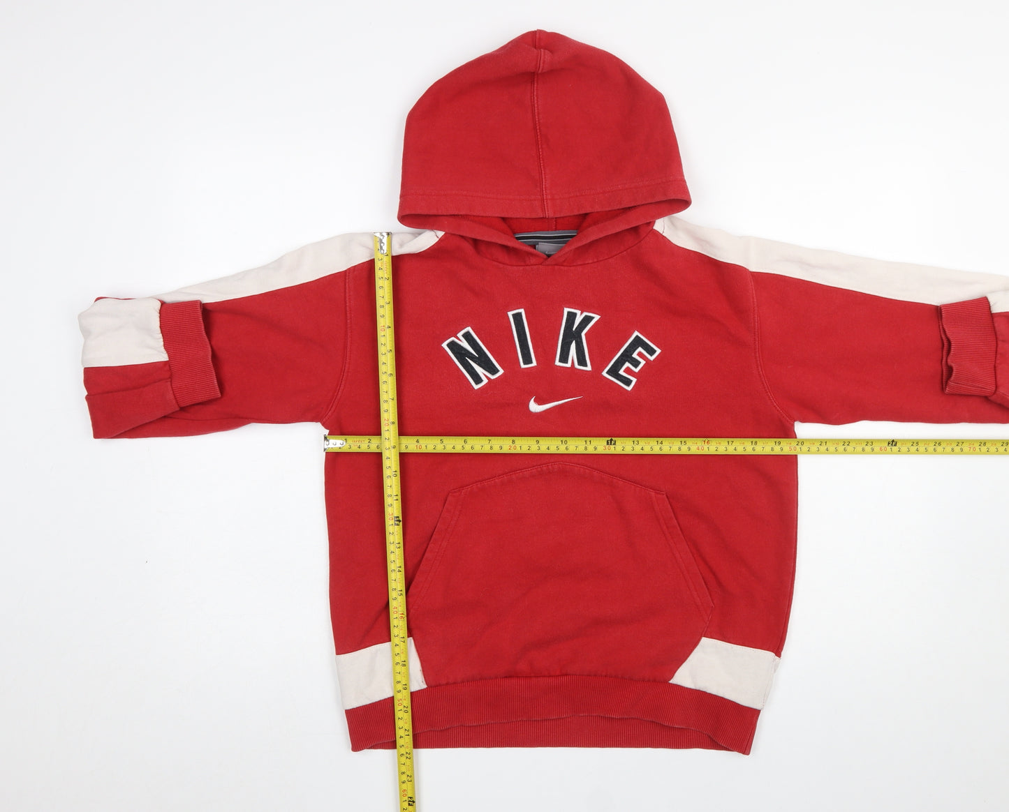 Nike Boys Red Pullover Hoodie Size L 10-12 Cotton Blend with Logo Design