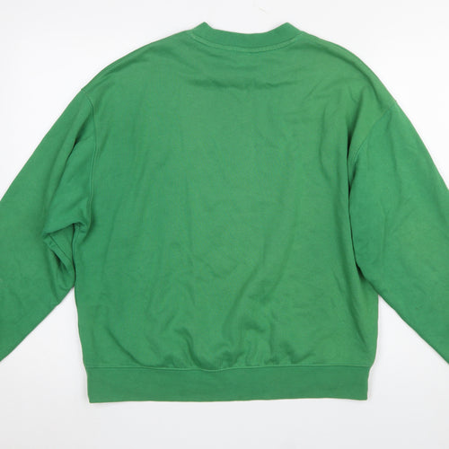 H&M Women's Green Self Care Club Sweatshirt Size S Cotton Blend