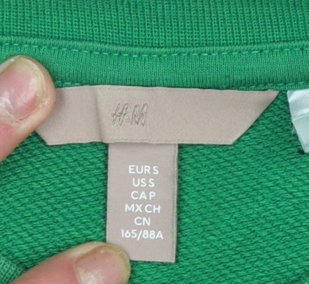 H&M Women's Green Self Care Club Sweatshirt Size S Cotton Blend