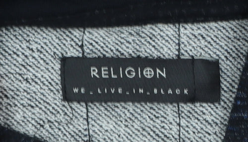 Religion Men's Black Full Zip Hoodie Size M Cotton Blend