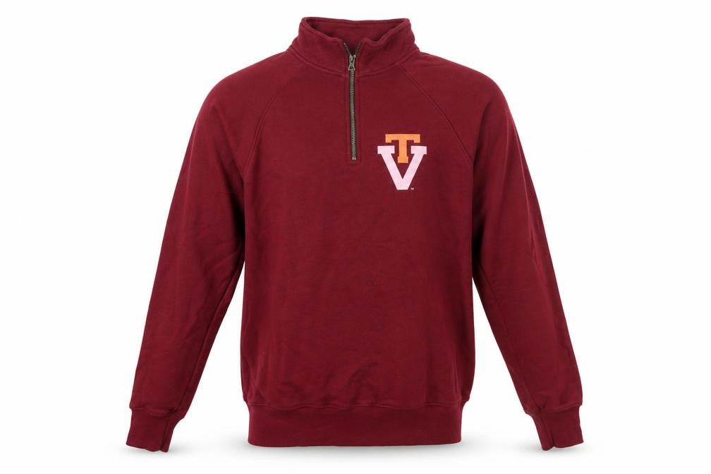 Front view of Homefield Men's Red 1/4 Zip Pullover Sweatshirt M