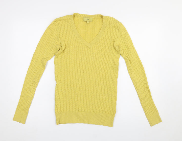 Next Women’s Yellow V-Neck Cable-Knit Jumper Size 8