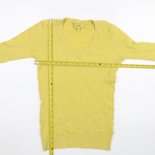 Next Women’s Yellow V-Neck Cable-Knit Jumper Size 8