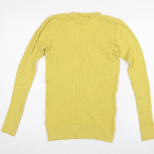 Next Women’s Yellow V-Neck Cable-Knit Jumper Size 8