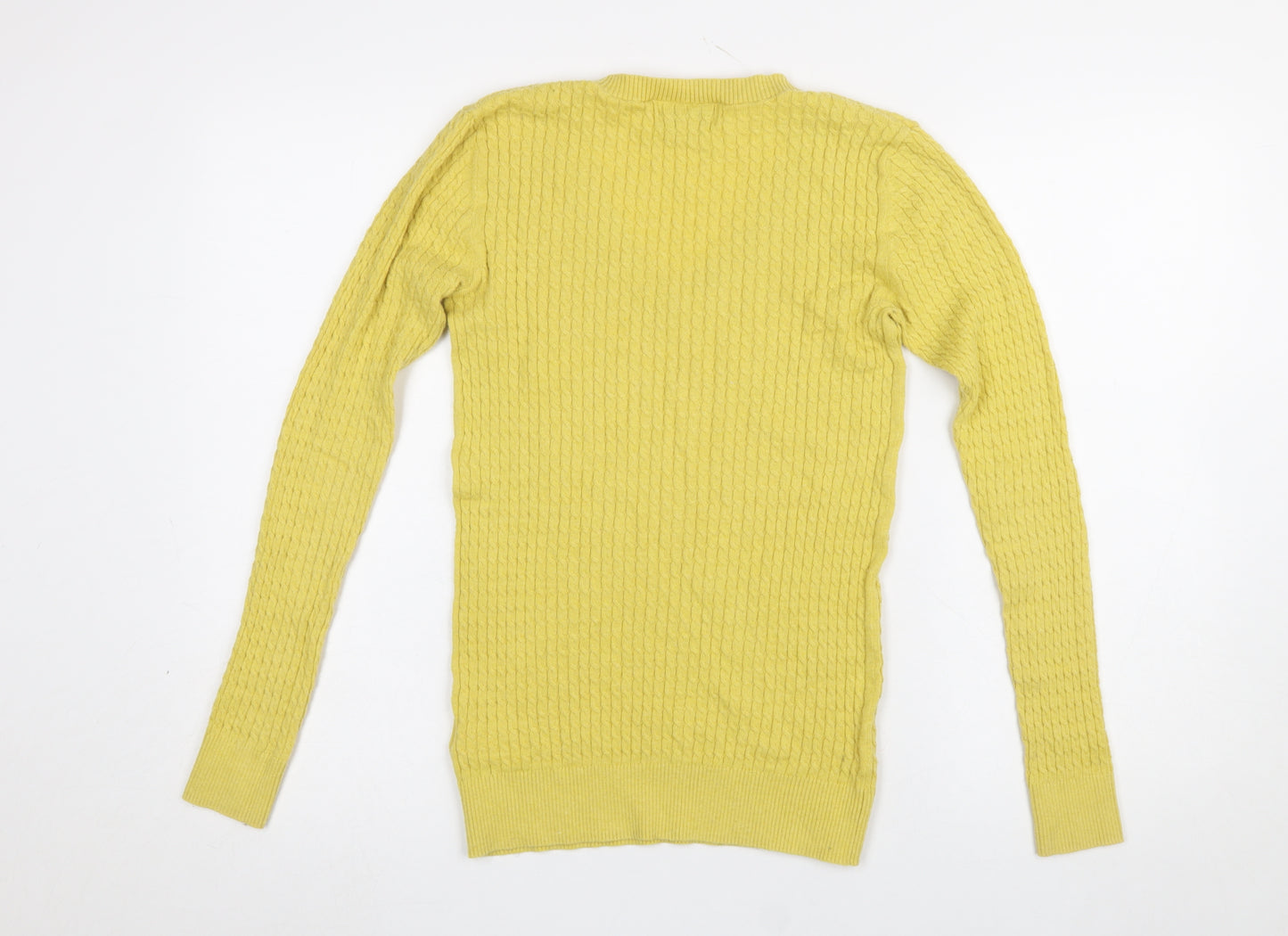 Next Women’s Yellow V-Neck Cable-Knit Jumper Size 8
