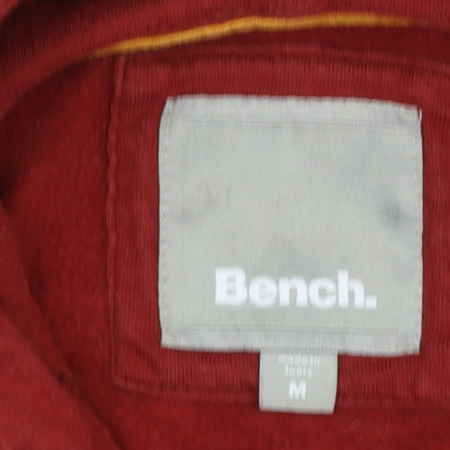 Bench Men's Red Pullover Hoodie Medium Graphic Logo Hooded Sweatshirt