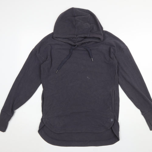 Sweaty Betty Womens Black XS Pullover Hoodie Long Sleeve Cotton Blend