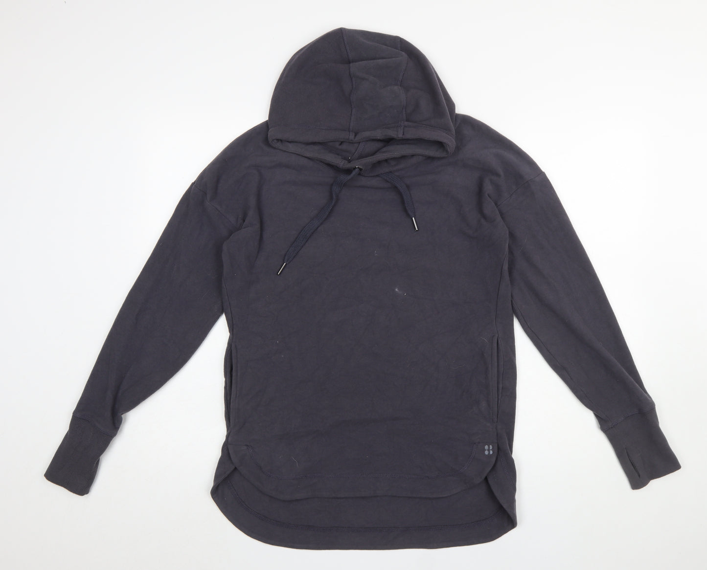 Sweaty Betty Womens Black XS Pullover Hoodie Long Sleeve Cotton Blend