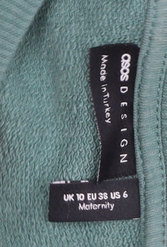 ASOS Design Women’s Green UK 10 Maternity Sweatshirt with Side Snap Detail