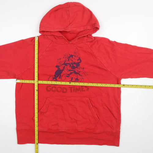 Disney Women Red Hoodie Medium Mickey Graphic Pullover Sweatshirt