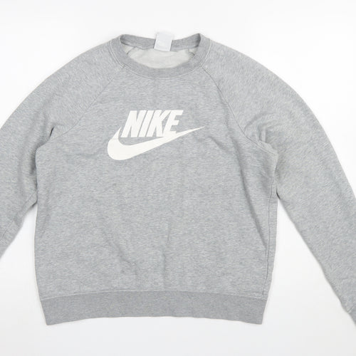 Nike Men's Grey Logo Crew Neck Pullover Sweatshirt Size M