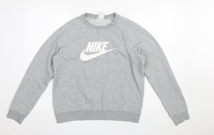 Nike Men's Grey Logo Crew Neck Pullover Sweatshirt Size M