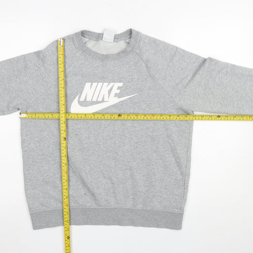 Nike Men's Grey Logo Crew Neck Pullover Sweatshirt Size M