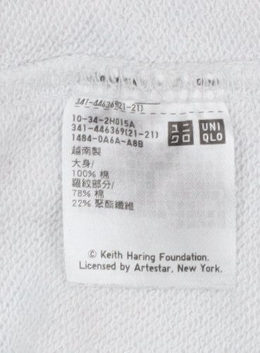 Uniqlo Keith Haring Men's White M Crew Neck Cotton Sweatshirt