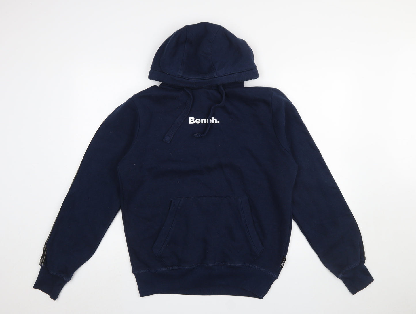 Bench Men's Blue Pullover Hoodie M Logo Fleece Long Sleeve
