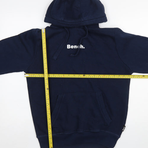 Bench Men's Blue Pullover Hoodie M Logo Fleece Long Sleeve