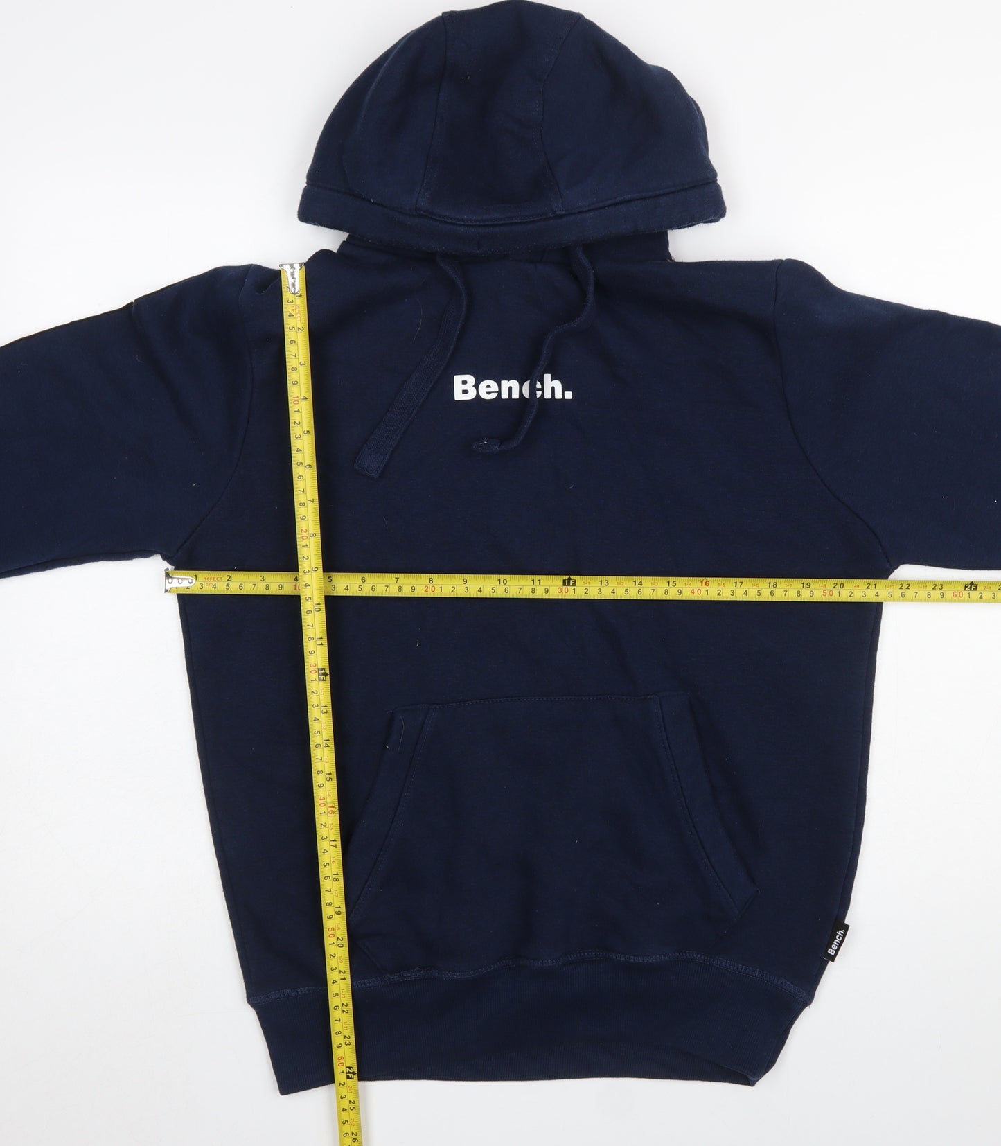 Bench Men's Blue Pullover Hoodie M Logo Fleece Long Sleeve