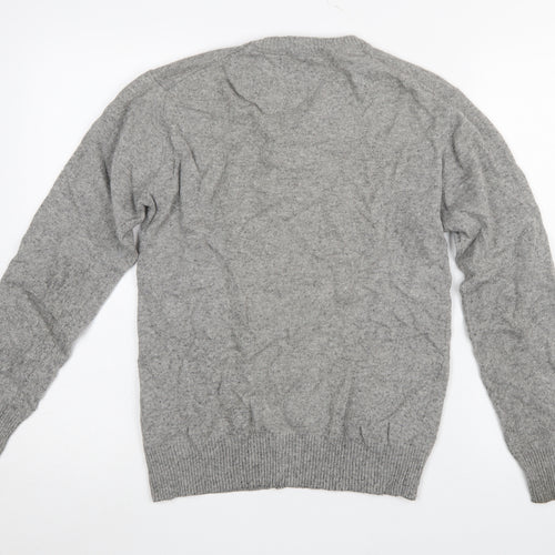 Black Label Crestbridge Women's Grey Wool Wolf Jumper M
