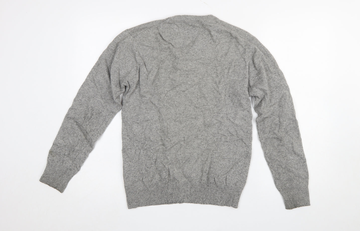 Black Label Crestbridge Women's Grey Wool Wolf Jumper M