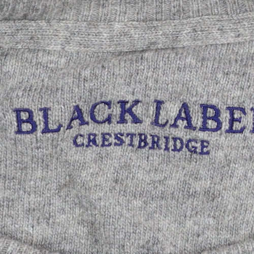 Black Label Crestbridge Women's Grey Wool Wolf Jumper M