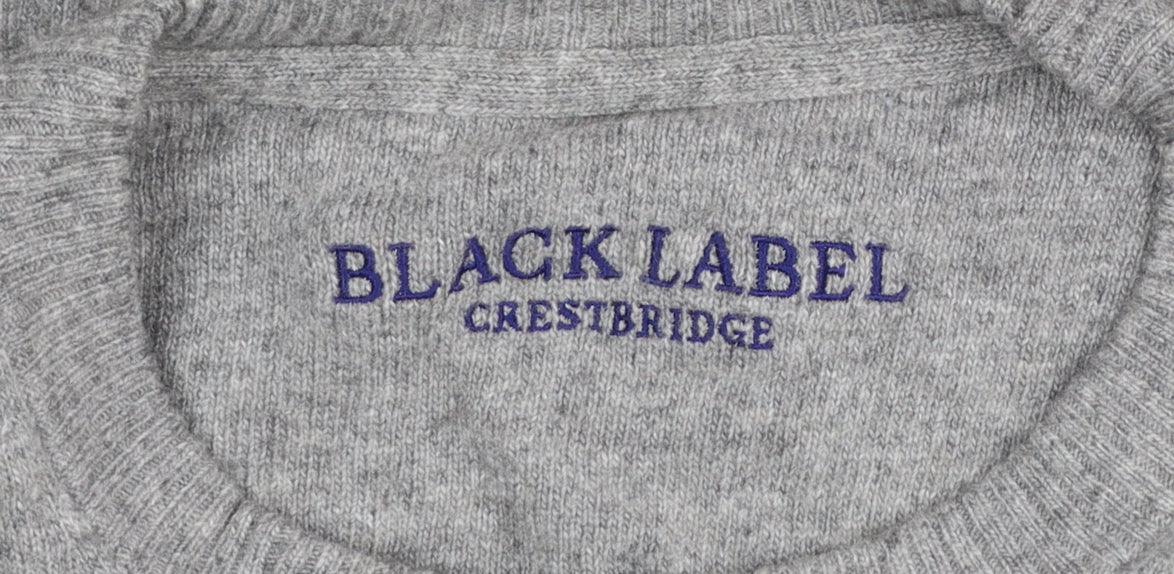 Black Label Crestbridge Women's Grey Wool Wolf Jumper M