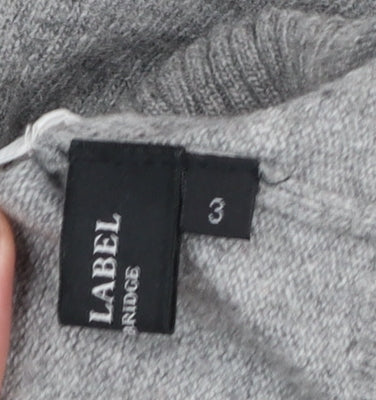 Black Label Crestbridge Women's Grey Wool Wolf Jumper M