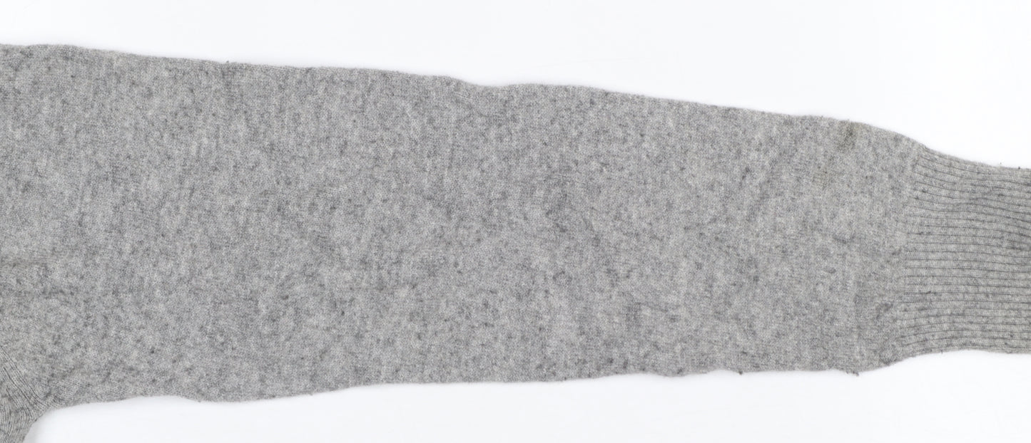 Black Label Crestbridge Women's Grey Wool Wolf Jumper M