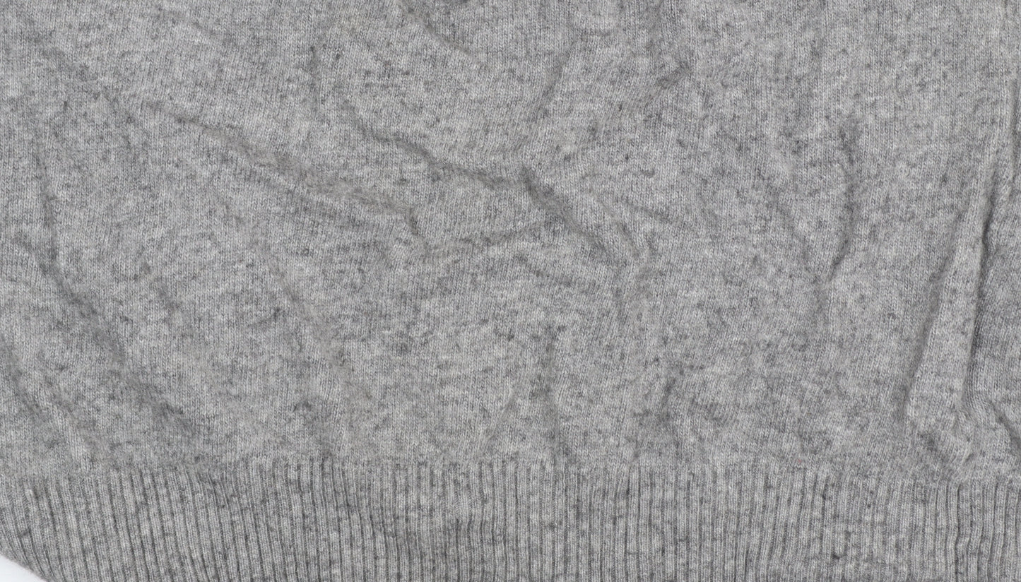 Black Label Crestbridge Women's Grey Wool Wolf Jumper M