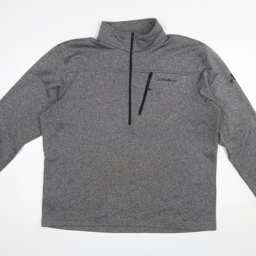 Eddie Bauer Men's Grey XL 1/4 Zip Fleece Sweatshirt Outdoor Pullover