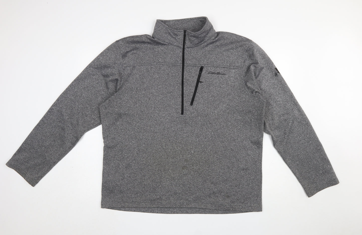 Eddie Bauer Men's Grey XL 1/4 Zip Fleece Sweatshirt Outdoor Pullover