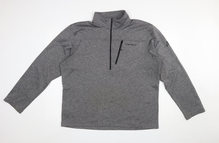 Eddie Bauer Men's Grey XL 1/4 Zip Fleece Sweatshirt Outdoor Pullover